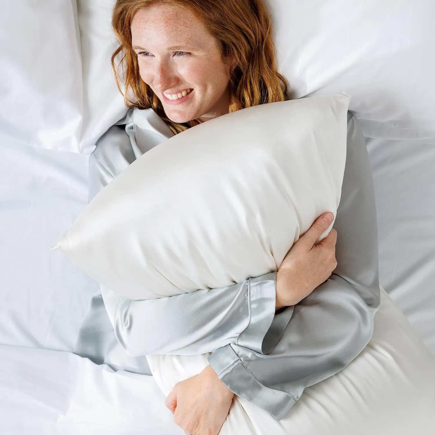 Fishers Finery 25mm 100% Pure Mulberry Silk Pillowcase, Good Housekeeping Winner (White, Queen)