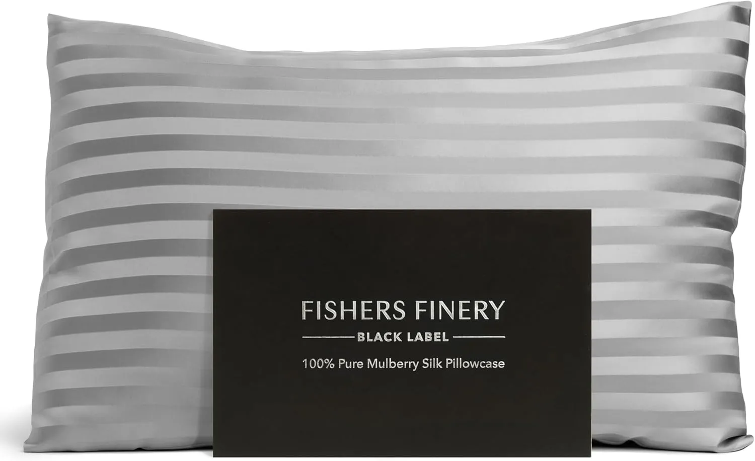 Fishers Finery 30mm 100% Pure Mulberry Silk Pillowcase, Good Housekeeping Quality Tested (Gray Stripe, Standard)