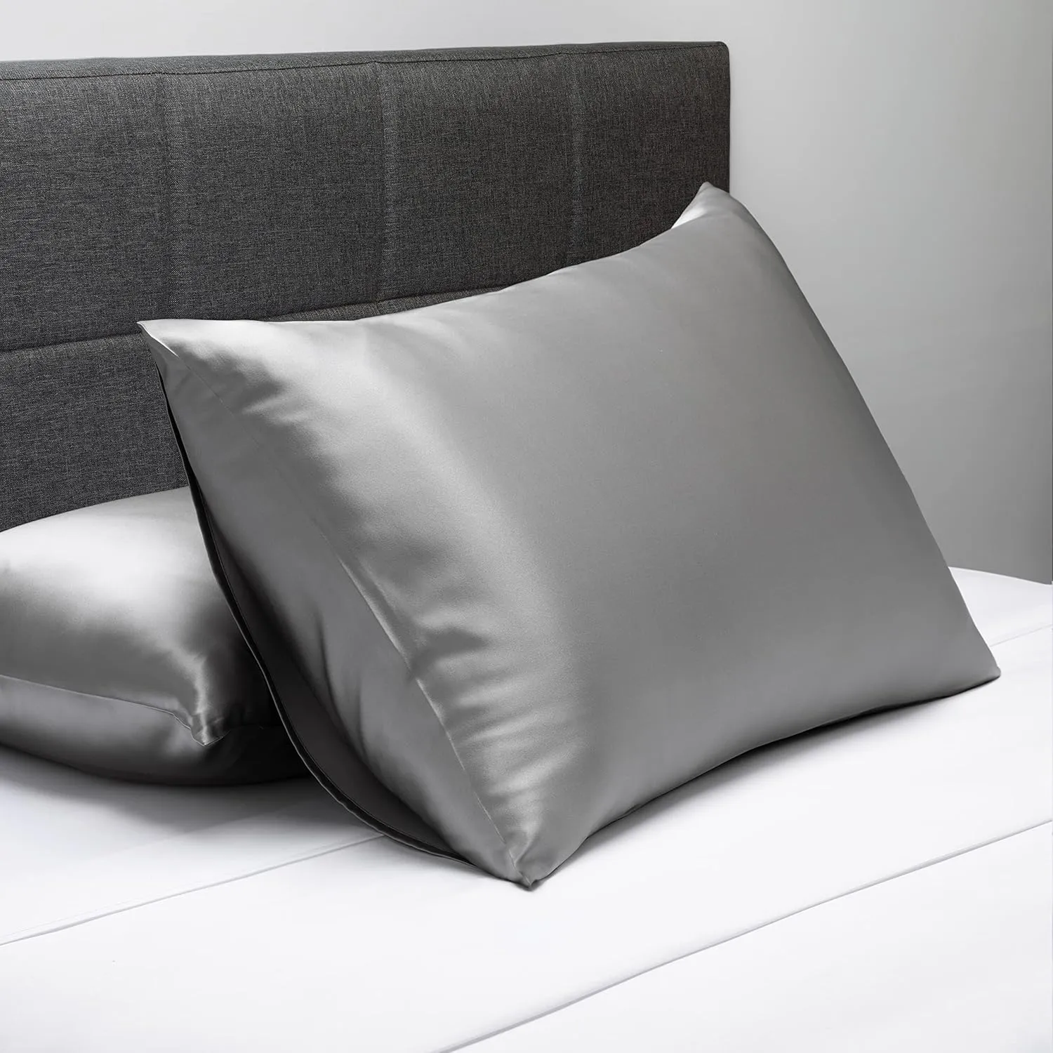 Fishers Finery 30mm 100% Pure Mulberry Silk Pillowcase, Good Housekeeping Quality Tested (Silver, Standard)