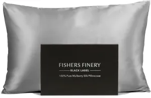 Fishers Finery 30mm 100% Pure Mulberry Silk Pillowcase, Good Housekeeping Quality Tested (Silver, Standard)