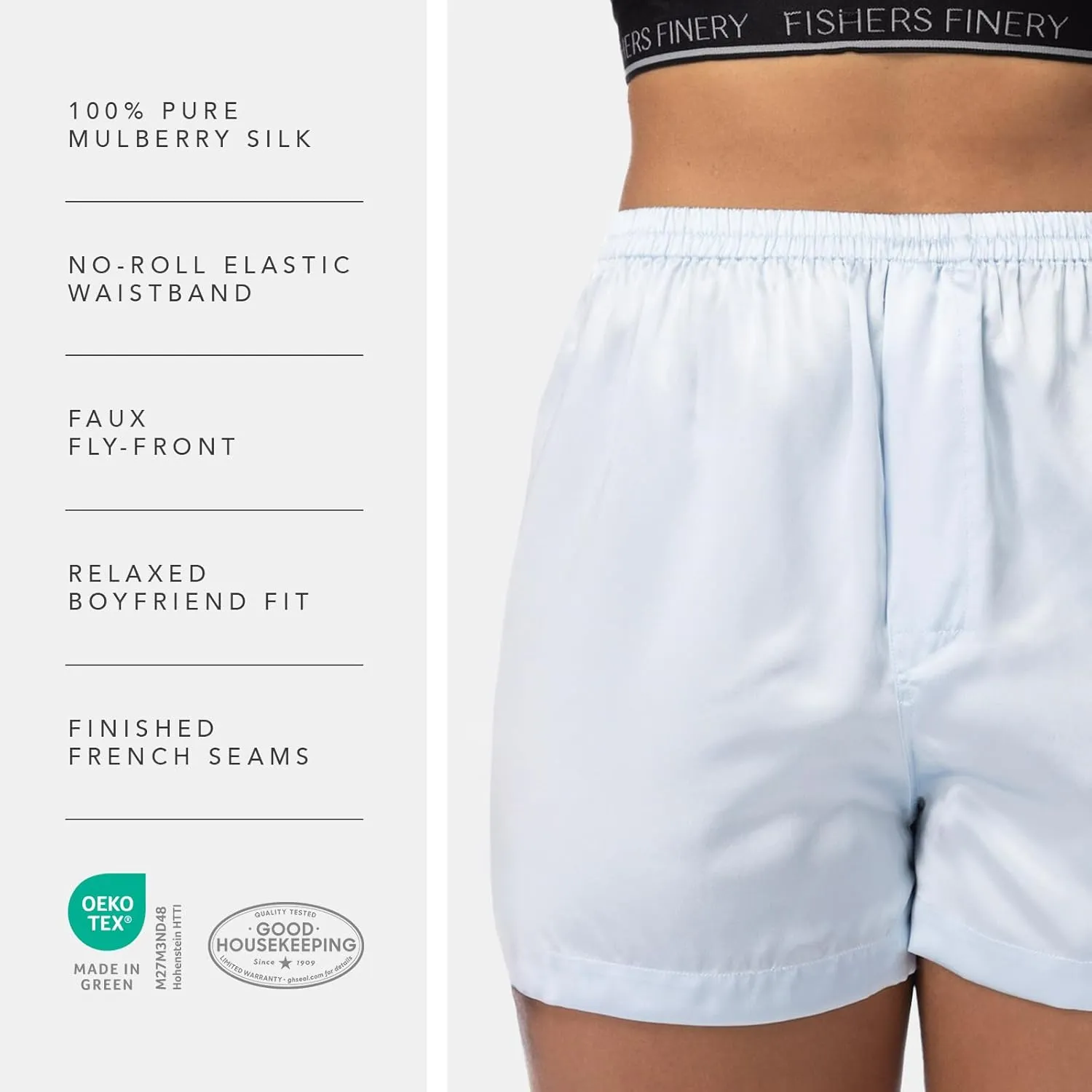 Fishers Finery Women's 100% Mulberry Silk Boxer; Sleepwear; Lounge Shorts