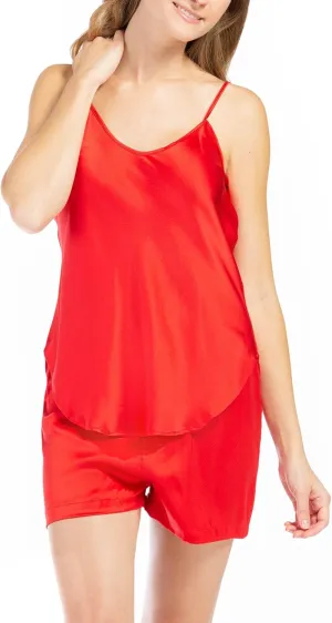Fishers Finery Women's 100% Mulberry Silk Cami Boxer Pajama Set - IMPROVED FIT