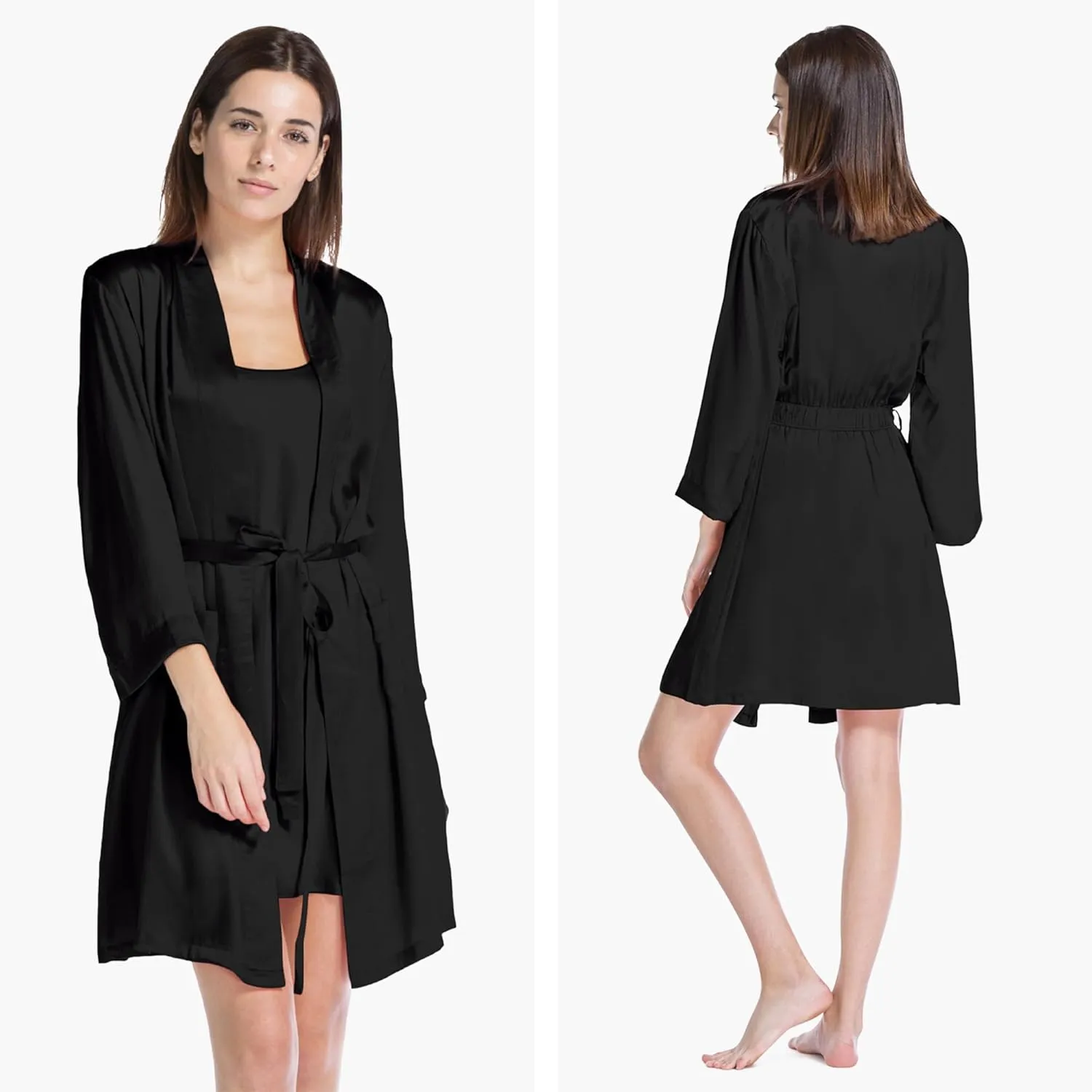 Fishers Finery Women's 100% Pure Mulberry Silk Mid-Length Robe with Pockets | Awarded Best Silk Robe