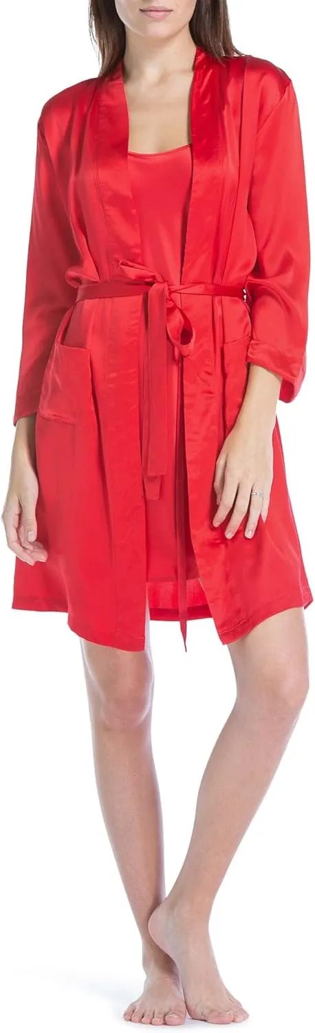 Fishers Finery Women's 100% Pure Mulberry Silk Mid-Length Robe with Pockets | Awarded Best Silk Robe