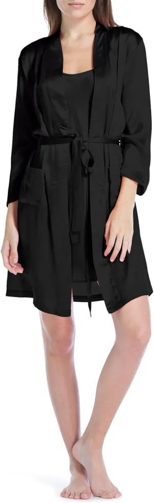 Fishers Finery Women's 100% Pure Mulberry Silk Mid-Length Robe with Pockets | Awarded Best Silk Robe