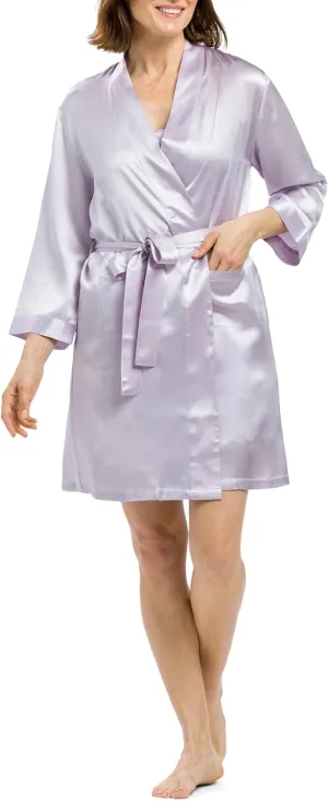 Fishers Finery Women's 100% Pure Mulberry Silk Mid-Length Robe with Pockets | Awarded Best Silk Robe
