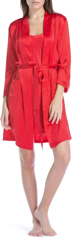 Fishers Finery Women's 100% Pure Mulberry Silk Mid-Length Robe with Pockets | Awarded Best Silk Robe