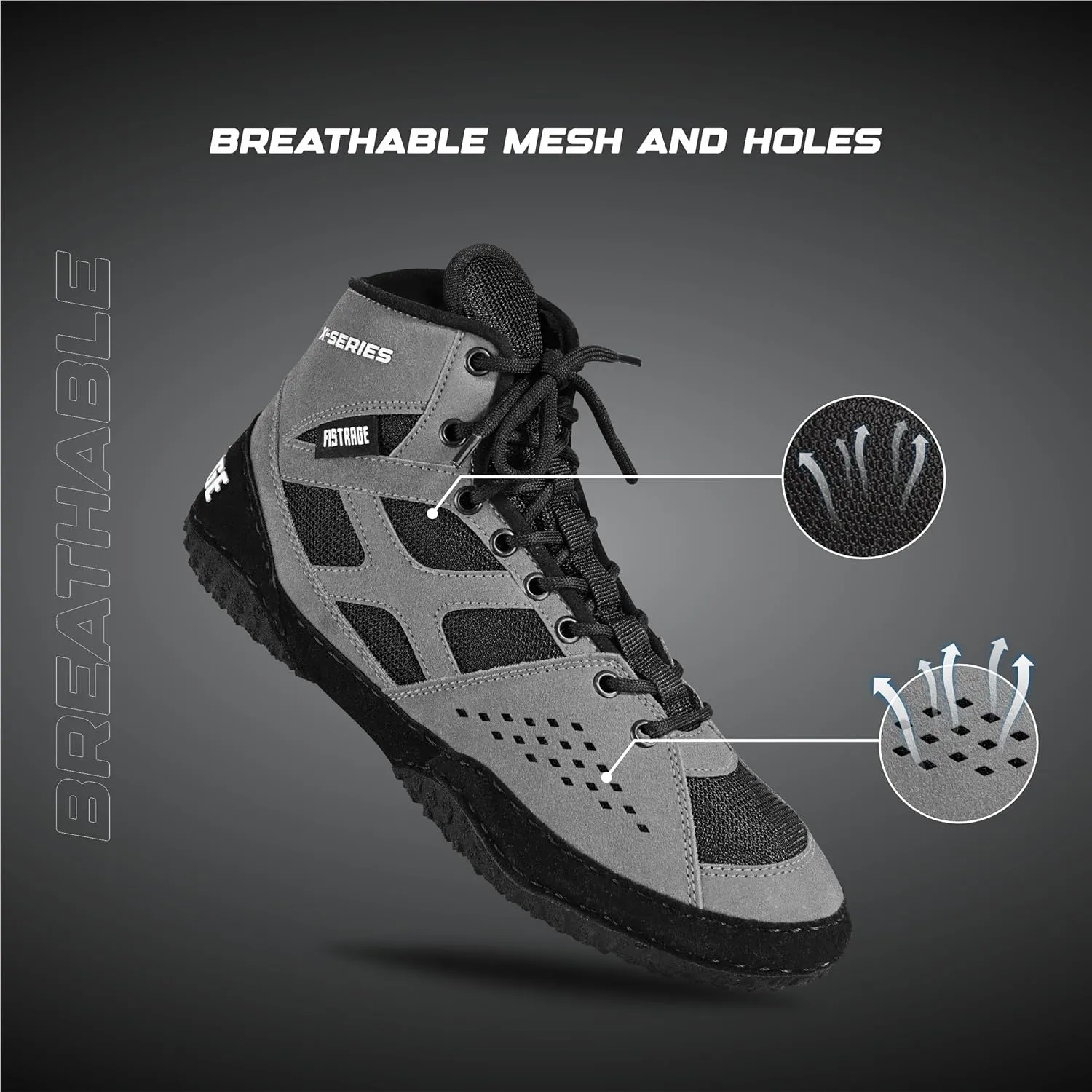 FISTRAGE Wrestling Shoes For Men, Women, Youth Lightweight Shoes Fighting Wrestling - AmmaraHide Seude with Rubber Sole, Sports Master Training Boots | Combat Footwear | Ventilated Design With Mesh | Pro Geniune Handmade Unisex Shoes