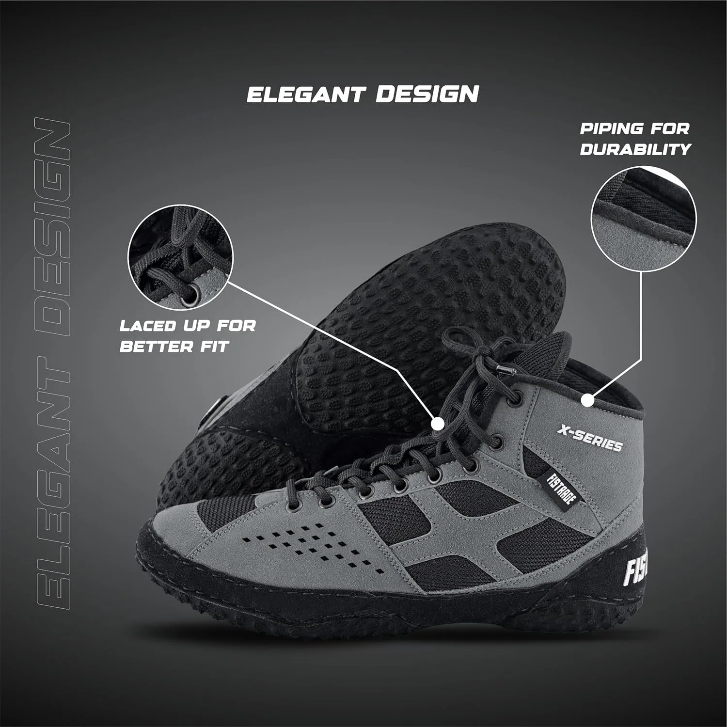 FISTRAGE Wrestling Shoes For Men, Women, Youth Lightweight Shoes Fighting Wrestling - AmmaraHide Seude with Rubber Sole, Sports Master Training Boots | Combat Footwear | Ventilated Design With Mesh | Pro Geniune Handmade Unisex Shoes
