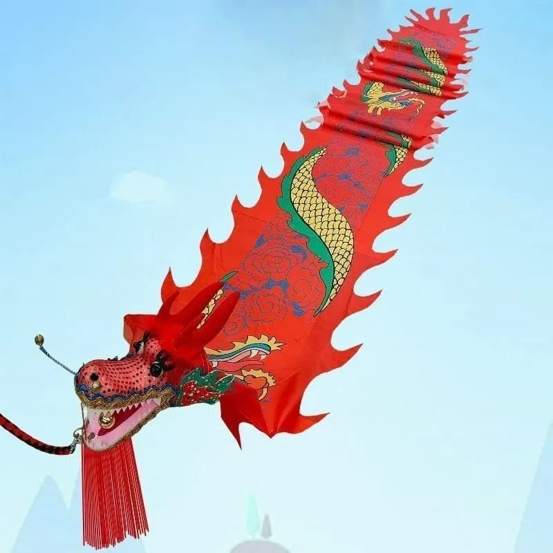 Fitness Toys Dragon Ribbon Streamer,Dragon Silk Flowy,3D Colorful Dragon Silk Flowy Spinning & Shaking for Ribbon Toy for Children Kids Beginner Outdoor Park(10m)
