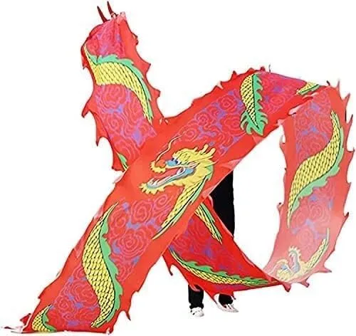 Fitness Toys Dragon Ribbon Streamer,Dragon Silk Flowy,3D Colorful Dragon Silk Flowy Spinning & Shaking for Ribbon Toy for Children Kids Beginner Outdoor Park(10m)