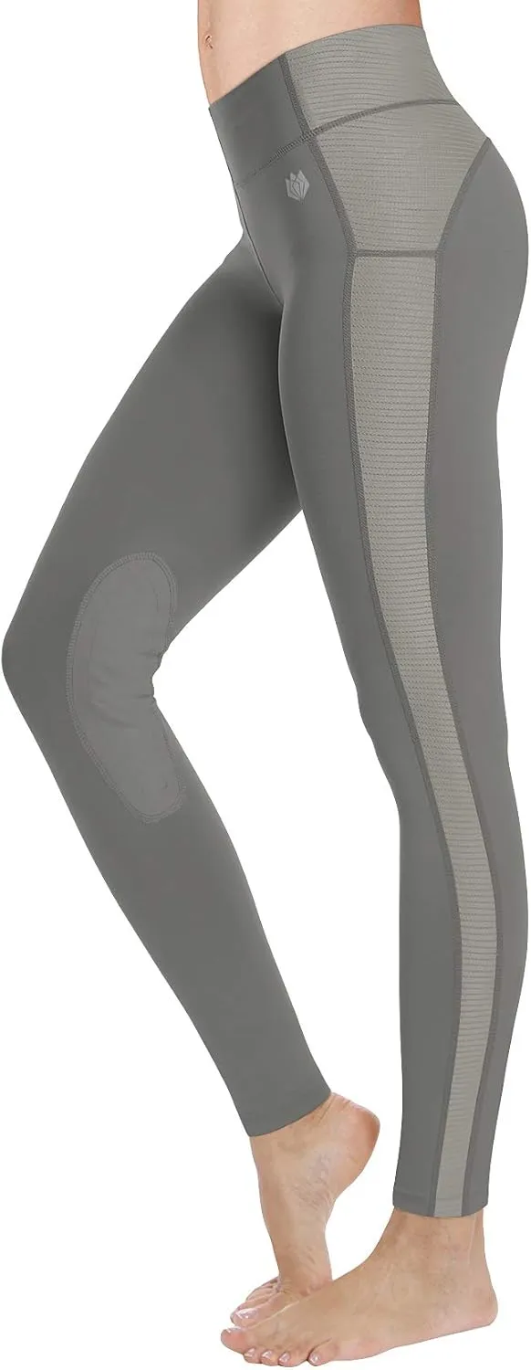 FitsT4 Sports Women's Riding Tights Knee Patch Ventilated Active Schooling Tights