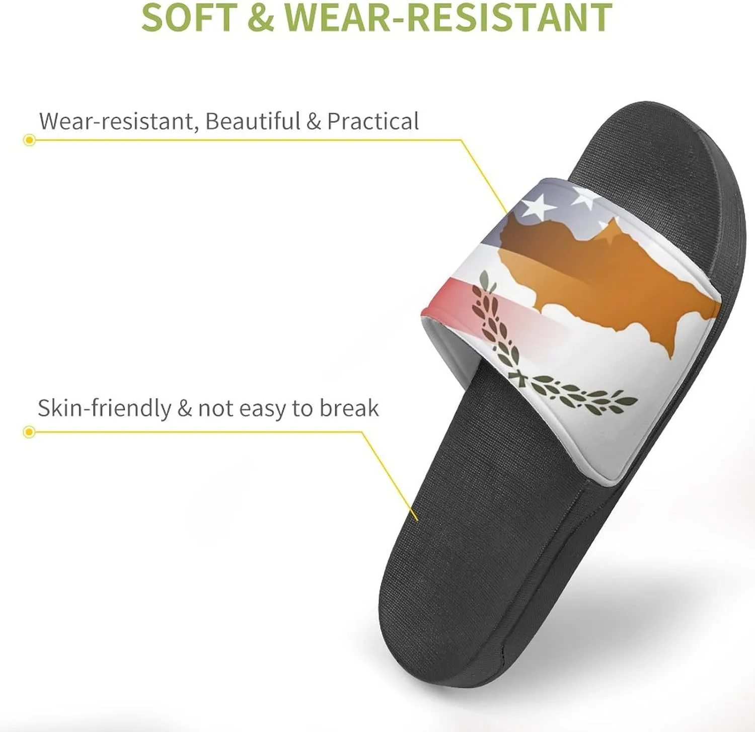 Flag of Cyprus And U.S. FLAG House Sandals Non-Slip Bathroom Slippers Beach Summer Shoes for Men Women