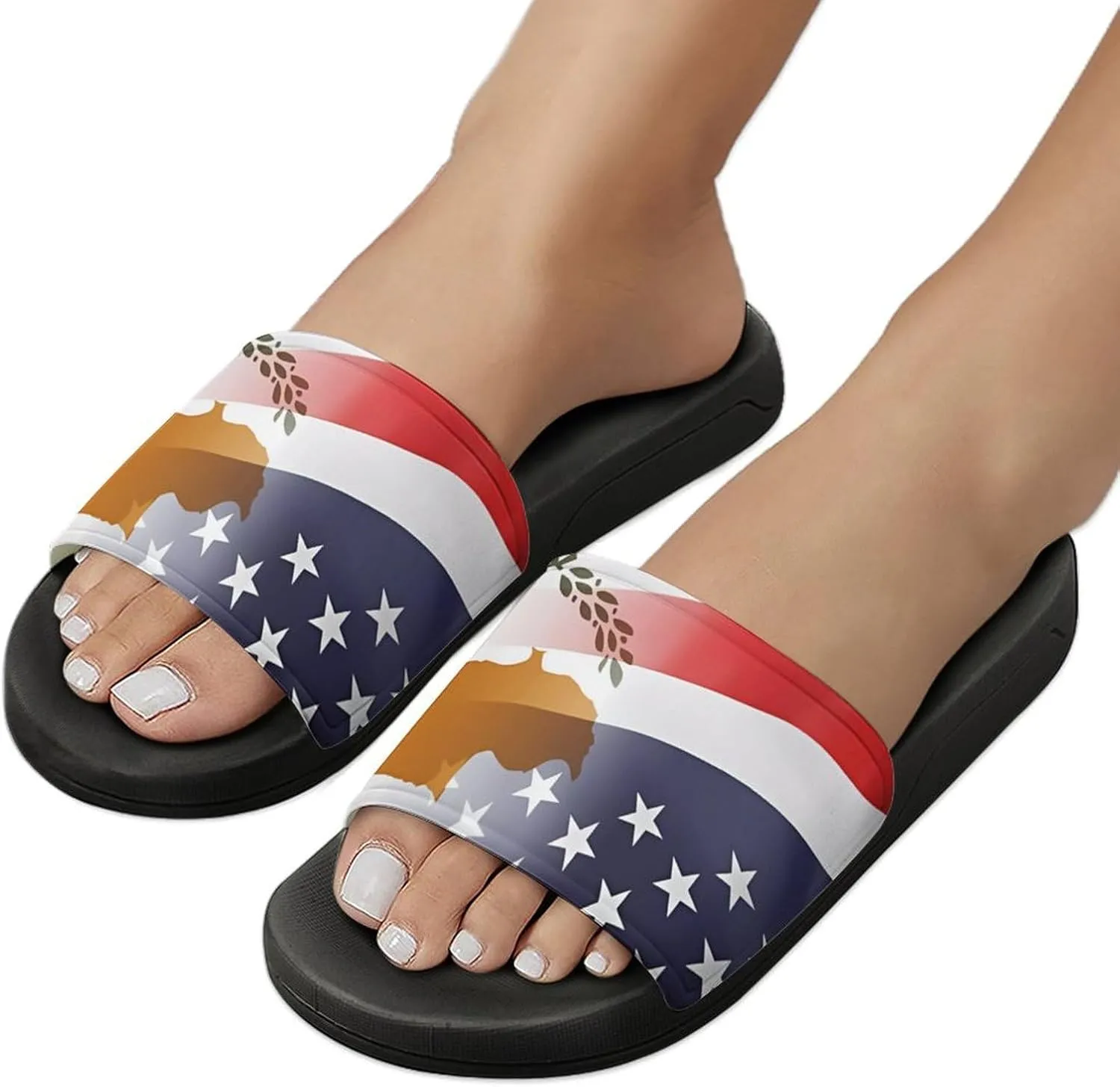 Flag of Cyprus And U.S. FLAG House Sandals Non-Slip Bathroom Slippers Beach Summer Shoes for Men Women