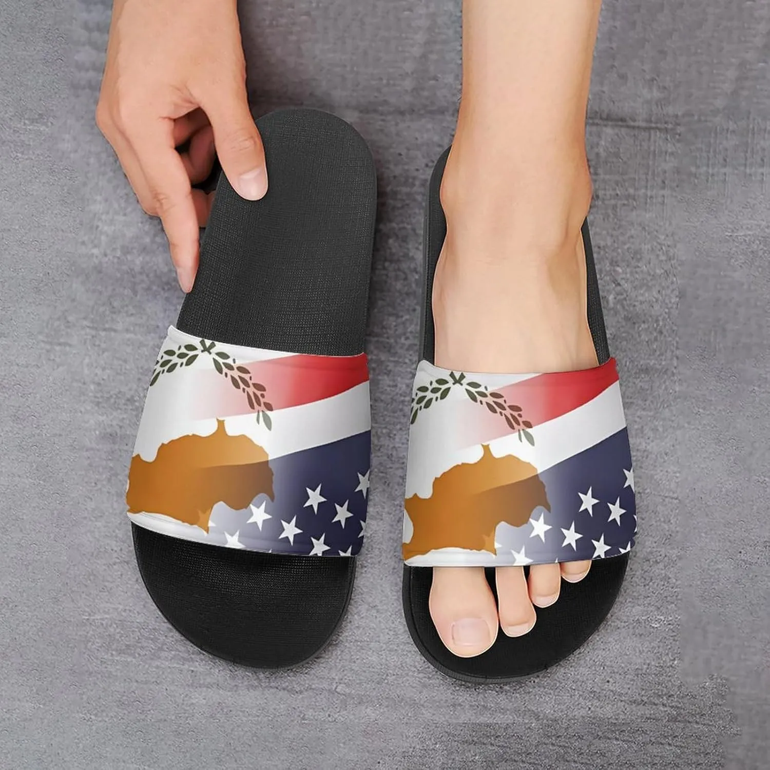 Flag of Cyprus And U.S. FLAG House Sandals Non-Slip Bathroom Slippers Beach Summer Shoes for Men Women