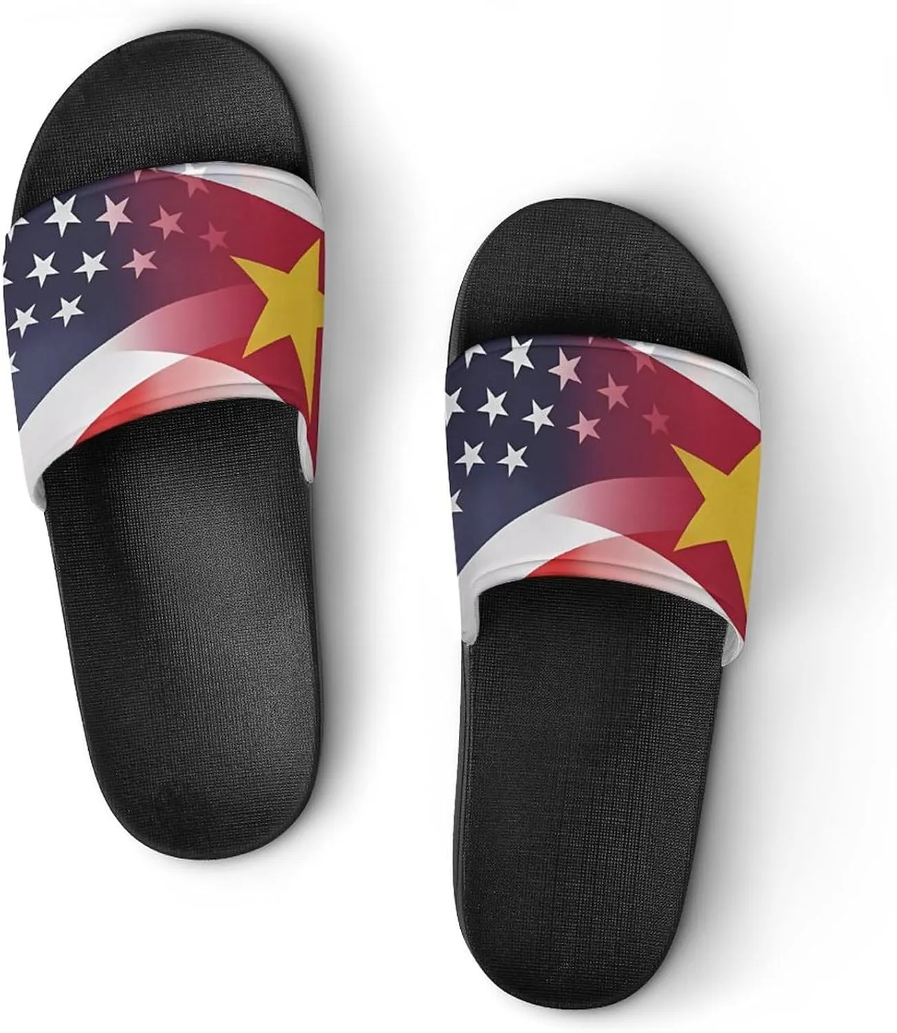 Flag of Suriname And U.S. FLAG House Sandals Non-Slip Bathroom Slippers Beach Summer Shoes for Men Women