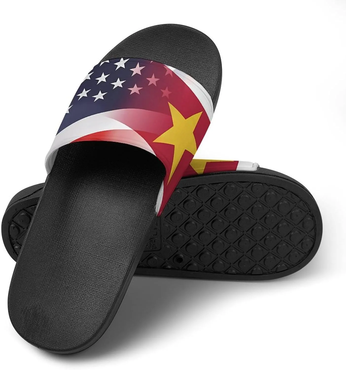 Flag of Suriname And U.S. FLAG House Sandals Non-Slip Bathroom Slippers Beach Summer Shoes for Men Women