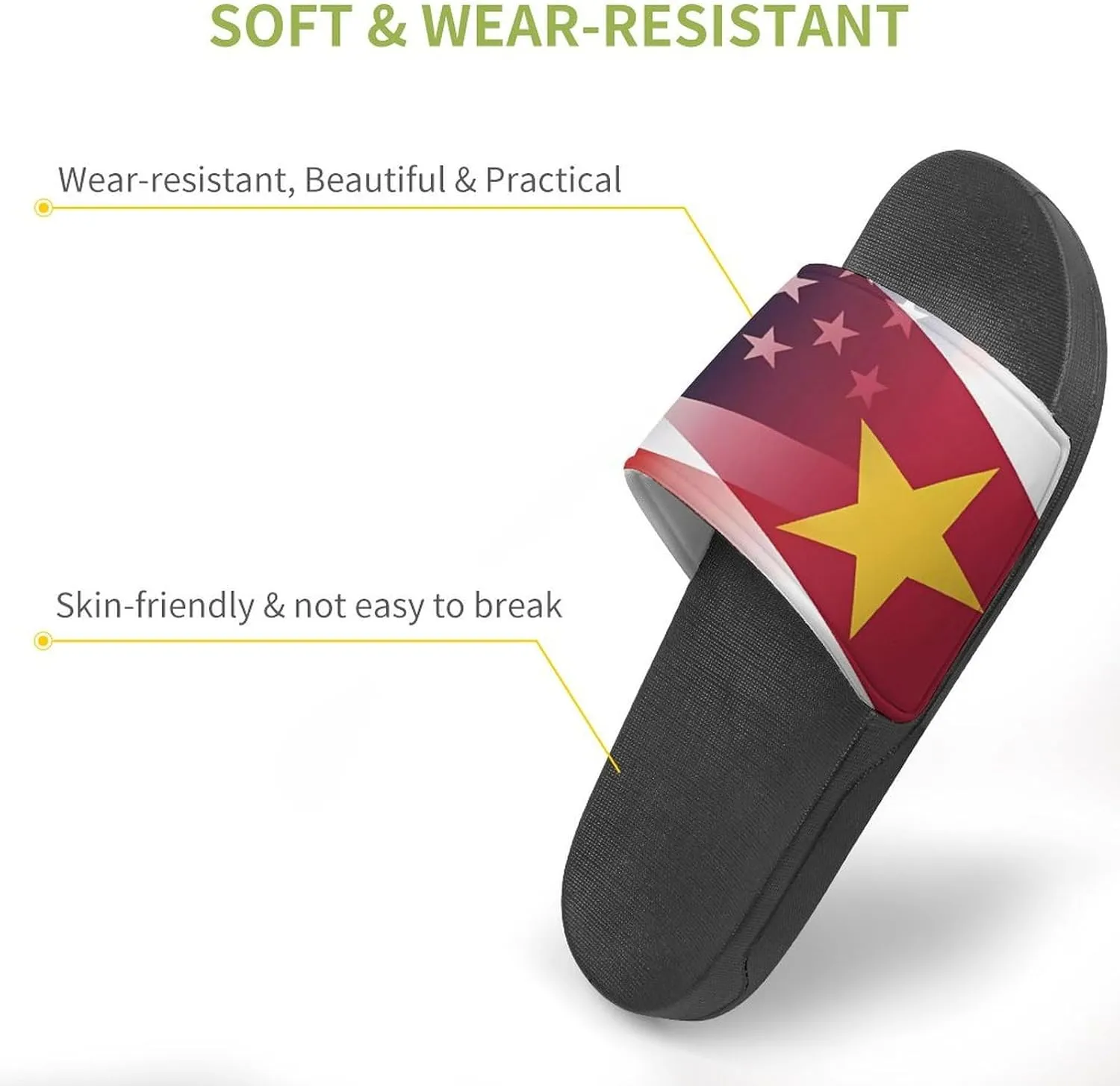 Flag of Suriname And U.S. FLAG House Sandals Non-Slip Bathroom Slippers Beach Summer Shoes for Men Women