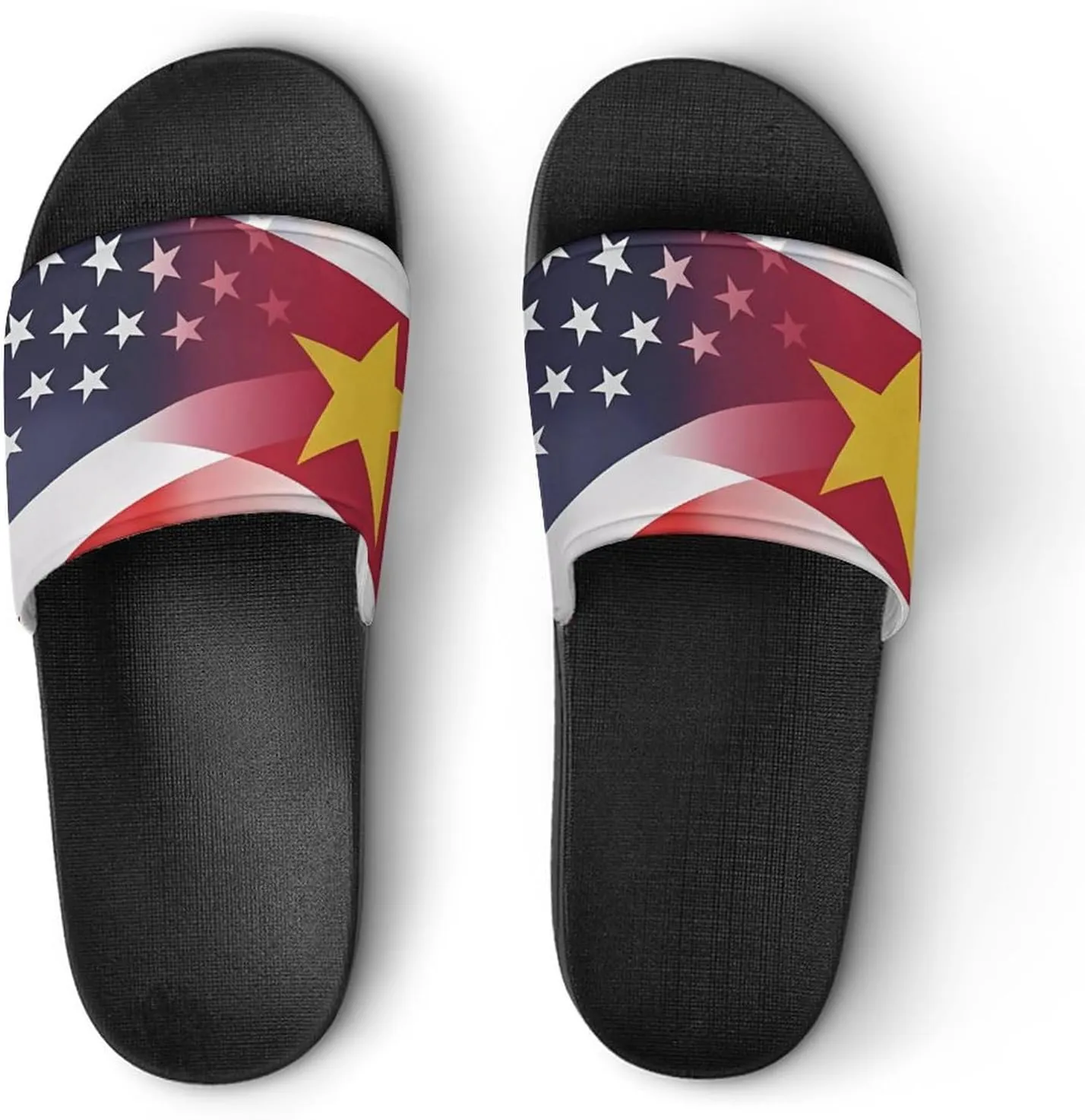 Flag of Suriname And U.S. FLAG House Sandals Non-Slip Bathroom Slippers Beach Summer Shoes for Men Women
