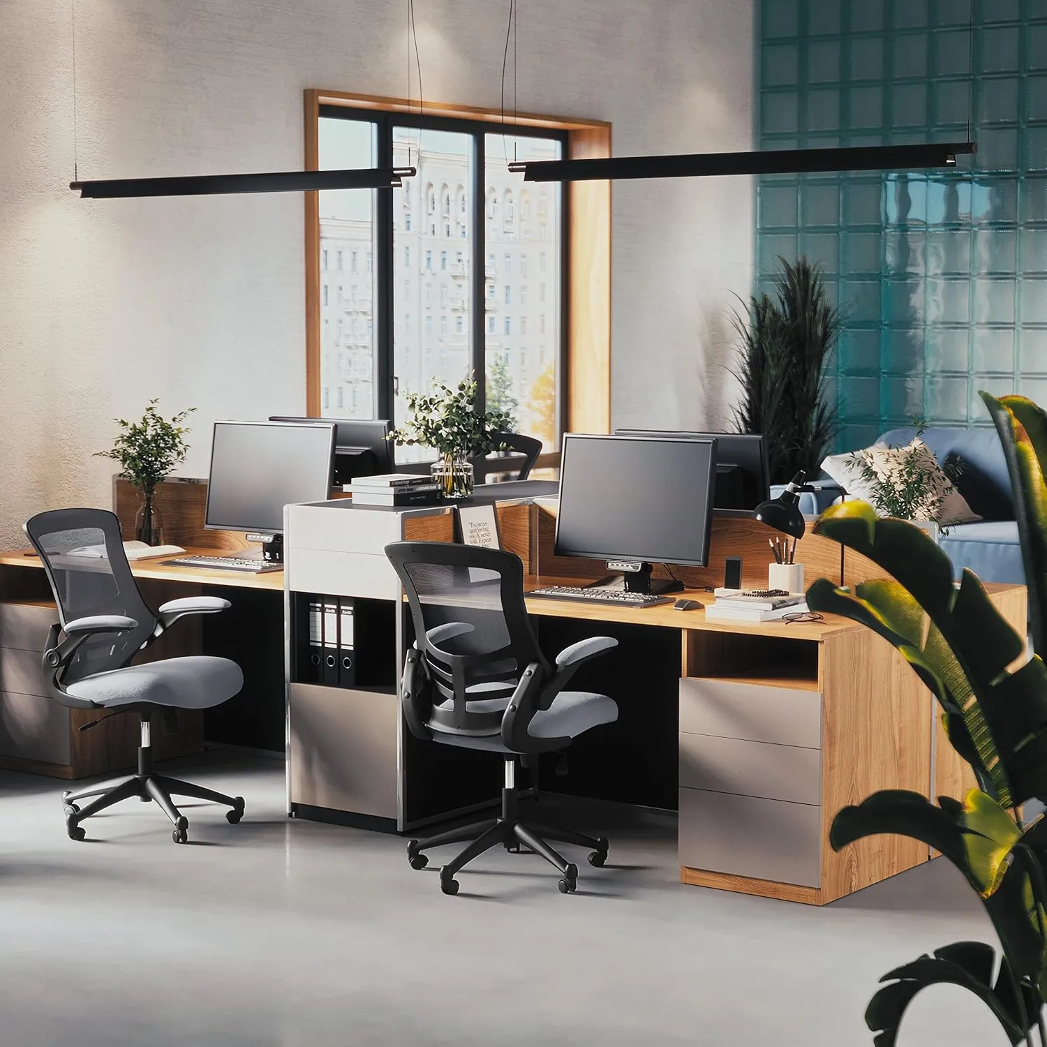 Flash Furniture Kelista Office Chair, Ergonomic, Mid-Back, Dark Gray Mesh with Swivel