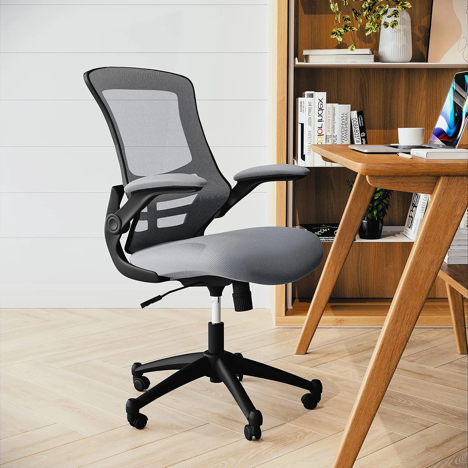 Flash Furniture Kelista Office Chair, Ergonomic, Mid-Back, Dark Gray Mesh with Swivel
