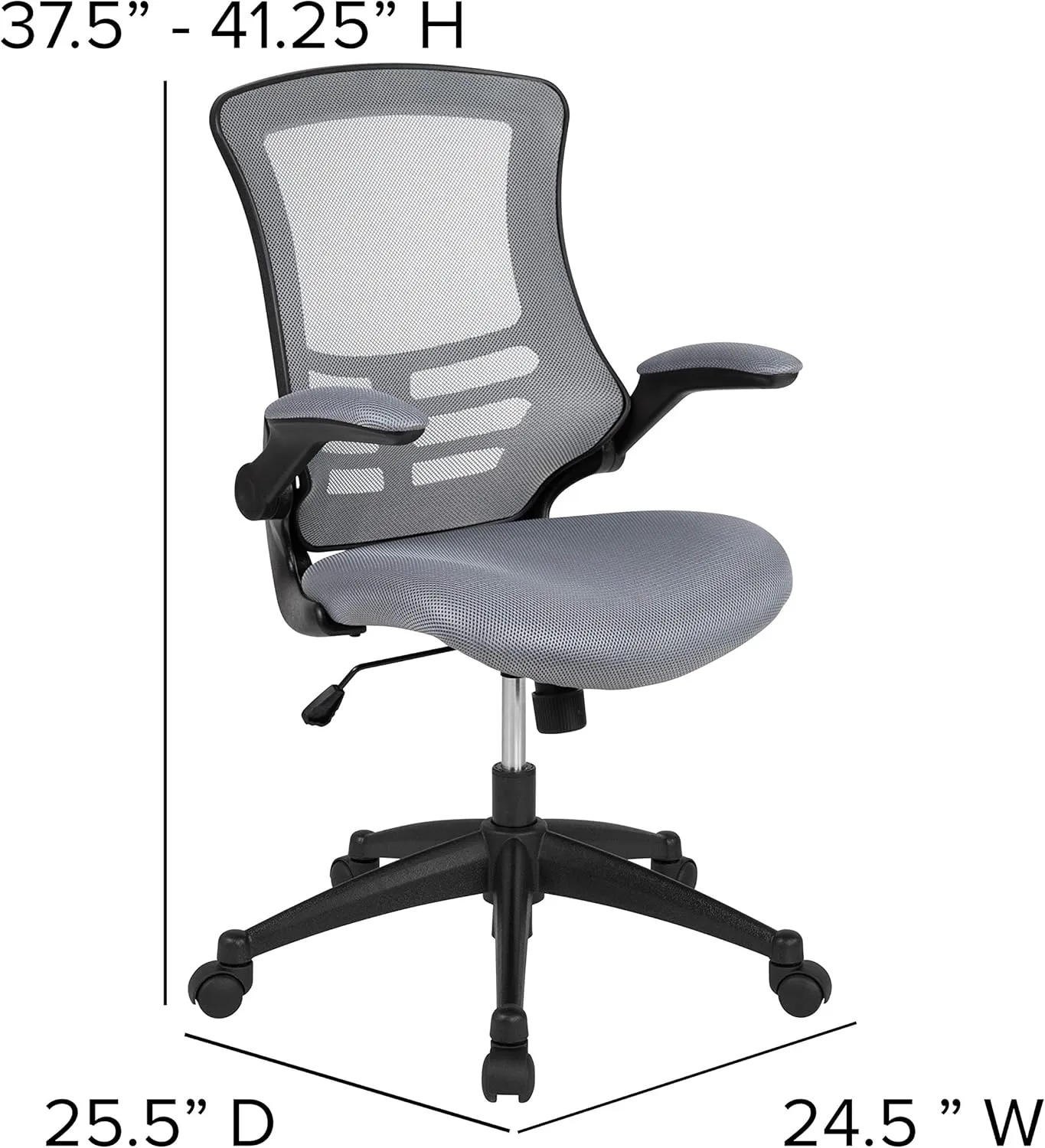 Flash Furniture Kelista Office Chair, Ergonomic, Mid-Back, Dark Gray Mesh with Swivel
