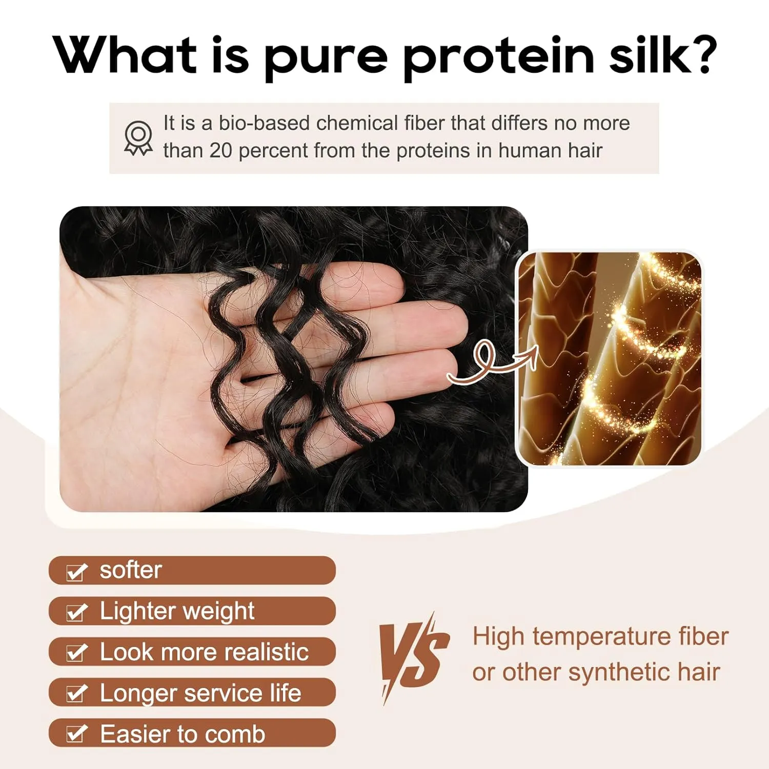 FLUFYMOOZ 4PC Clip in Hair Extensions, 14 Inch 100％ Pure Protein Silk Short Hairpiece Deep Curly Wavy Hair Extensions Clip in Natural Soft Hairpiece for Women-Dark Chocolate Brown