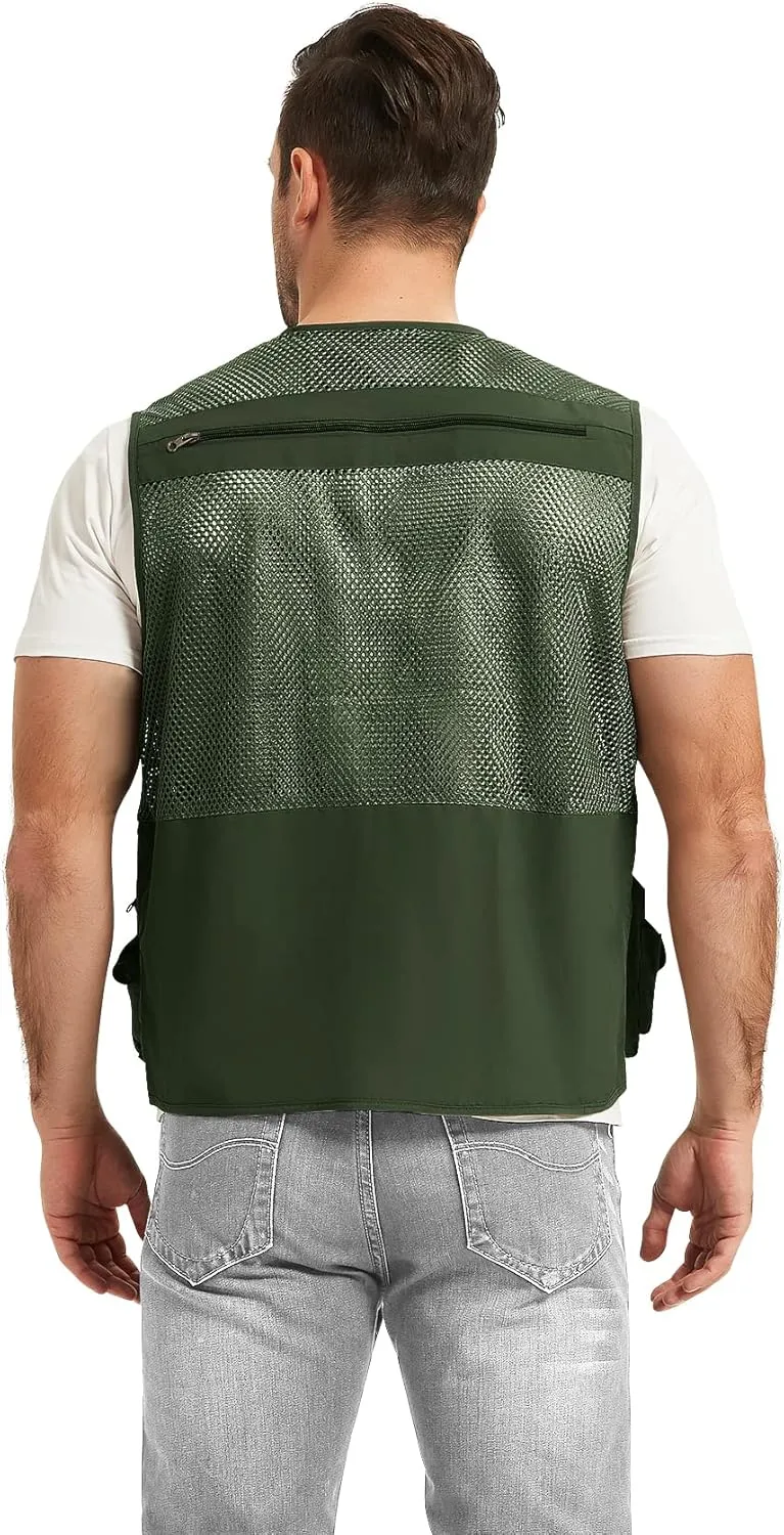 Flygo Mens Summer Outdoor Work Safari Fishing Travel Photo Vest with Pockets