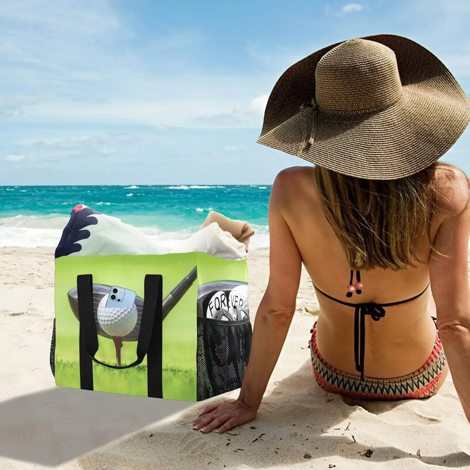 Foldable Grocery Reusable Tote Grocery Bag, Travel Canvas Shoulder Bags, Large Casual Laundry Pool Beach Bag