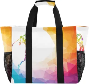 Foldable Grocery Reusable Tote Grocery Bag, Travel Canvas Shoulder Bags, Large Casual Laundry Pool Beach Bag
