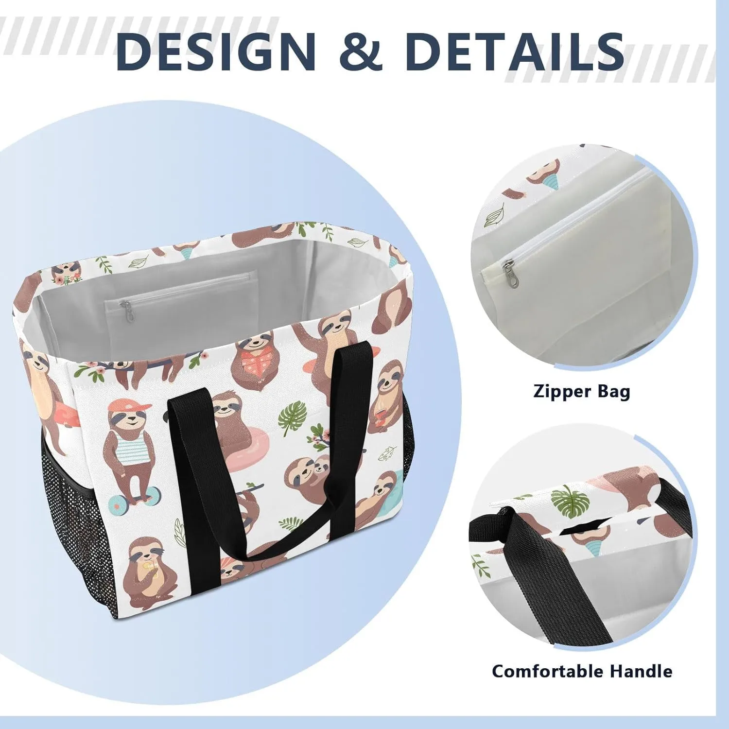 Foldable Grocery Reusable Tote Grocery Bag, Travel Canvas Shoulder Bags, Large Casual Laundry Pool Beach Bag