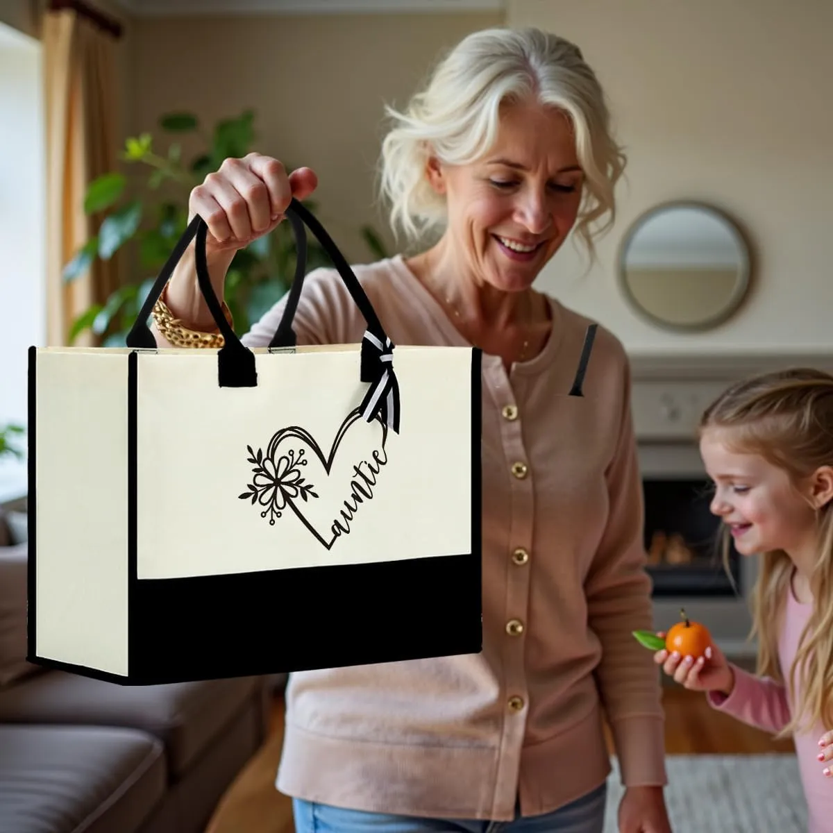 FORBIDDEN PAPER Grandma Aunt Mom Gifts for Women Mommy Tote Bag Birthday Mothers Day Beach Bag Canvas Shopping Grocery Bag