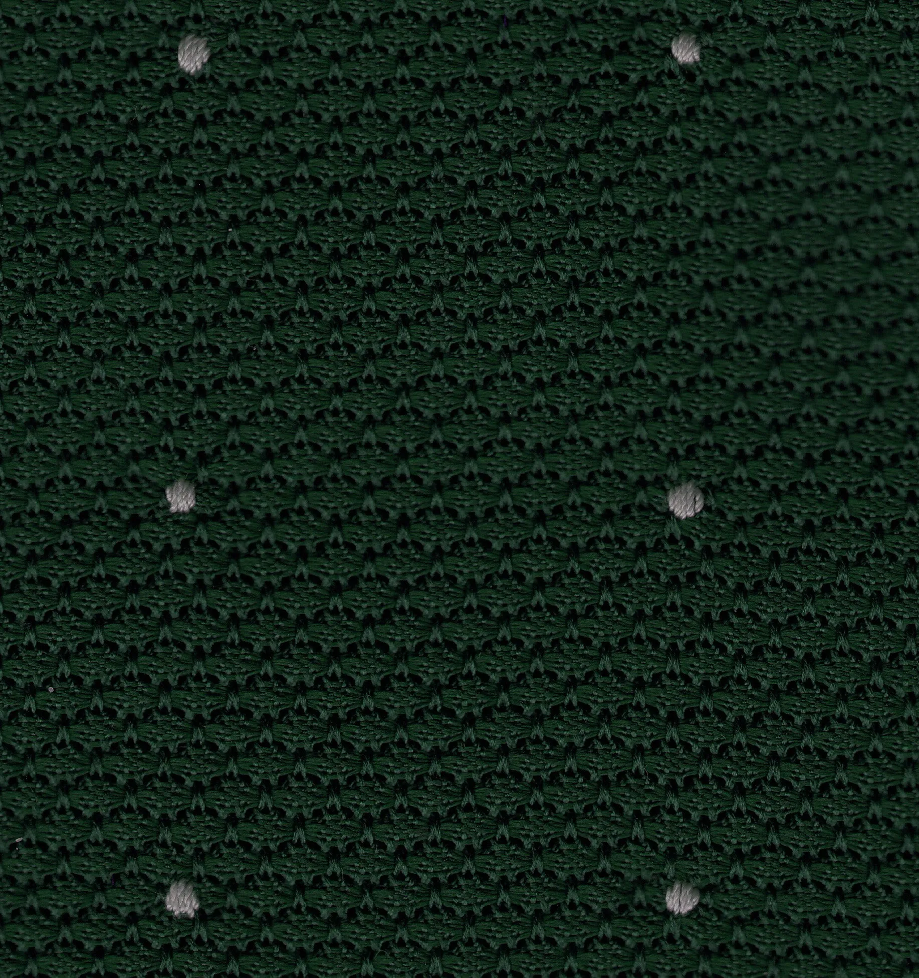 Forest Green Grenadine Grossa with Silver (Hand Sewn) Pin Dots Silk Tie #GGDT-16 (2)