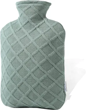 FORICOM Hot Water Bottle with Cover,Hot Water Bag for Pain Relief 2Liter,Heating Pad,Hand Warmer,Warming Bed.Classic.BPA Free,Close-Match(Green)