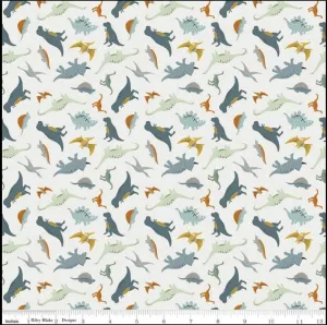 Fossil Rim 2 Tiny Dino Cream - LAMINATED Cotton Fabric - Riley Blake