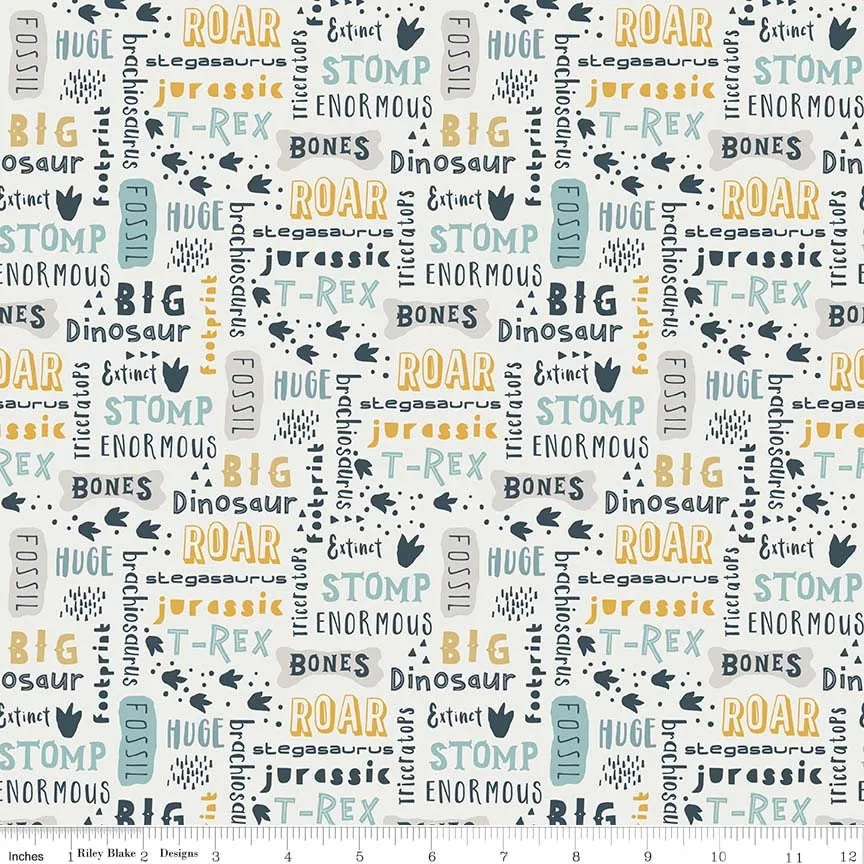 Fossil Rim Fossil Words - LAMINATED Cotton Fabric - Riley Blake