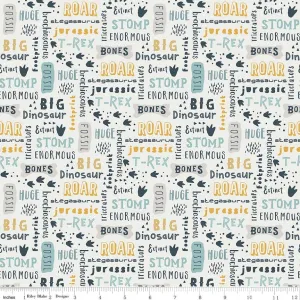 Fossil Rim Fossil Words - LAMINATED Cotton Fabric - Riley Blake