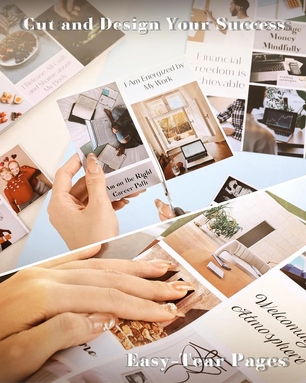 FOUNCY Vision Board Book - 1200  Inspirational Pictures & Quotes Vision Board Supplies to Visualize, Manifest Your Dreams & Life Goals, 116 Pages Vision Board Kit for Clip Art and Collage Making