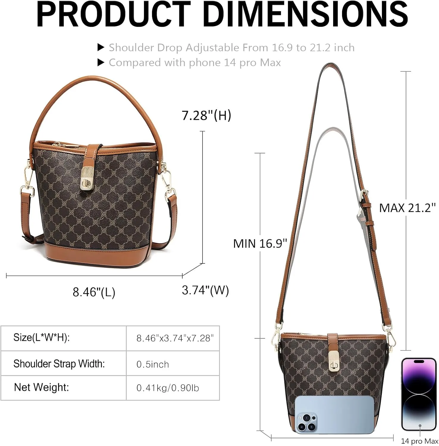 FOXLOVER Coated Canvas Bucket Crossbody Bags for Women Top-Handle Handbags Small Satchel Purse Trendy Twist Lock