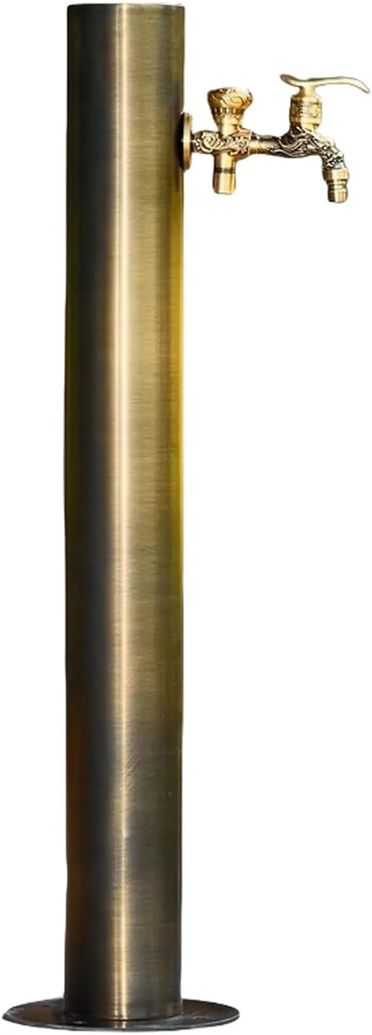 Freestanding Vertical Garden Water Column,304 Stainless Steel Cylindrical Faucet,7.5 Metre Hose and Anti-Freeze Bag,Outdoor Antifreeze Faucet Water Dispenser Hydrant Floo（Ground Water-86X13cm）