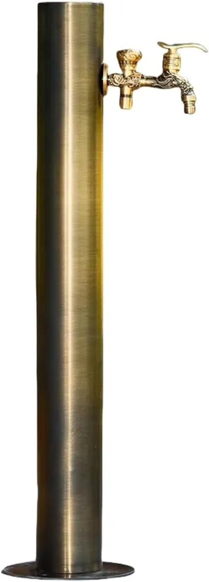 Freestanding Vertical Garden Water Column,304 Stainless Steel Cylindrical Faucet,7.5 Metre Hose and Anti-Freeze Bag,Outdoor Antifreeze Faucet Water Dispenser Hydrant Floo（Ground Water-86X13cm）