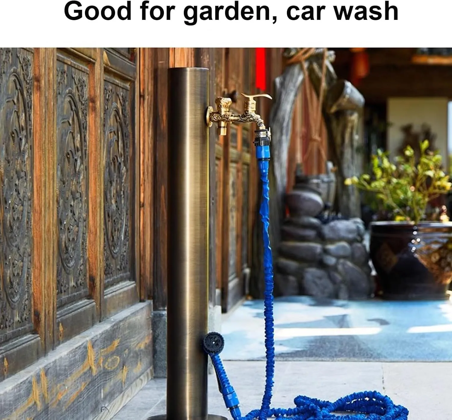 Freestanding Vertical Garden Water Column,304 Stainless Steel Cylindrical Faucet,7.5 Metre Hose and Anti-Freeze Bag,Outdoor Antifreeze Faucet Water Dispenser Hydrant Floo（Ground Water-86X13cm）