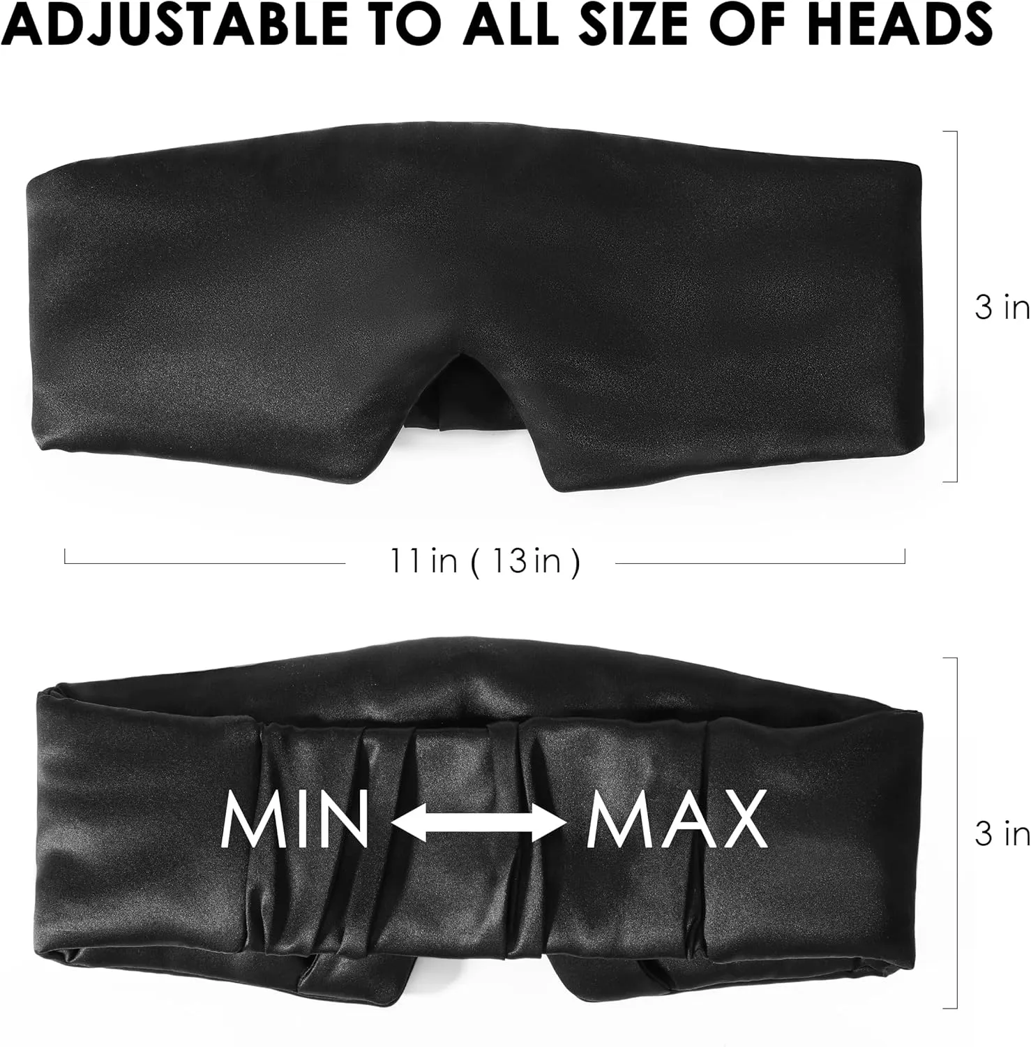 FRESHME 100% Blackout Black Luxury Mulberry Silk Sleep Mask Comfortable Soft Eye Shade Cover with Elastic Strap, Eye Mask Blindfold for Travel Nap Yoga, Eye Blinder for Works Airplane Travel Nap Yoga…