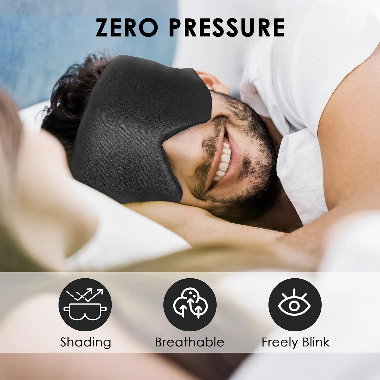 FRESHME 100% Blackout Black Luxury Mulberry Silk Sleep Mask Comfortable Soft Eye Shade Cover with Elastic Strap, Eye Mask Blindfold for Travel Nap Yoga, Eye Blinder for Works Airplane Travel Nap Yoga…