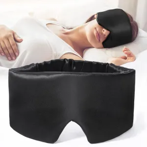 FRESHME 100% Blackout Black Luxury Mulberry Silk Sleep Mask Comfortable Soft Eye Shade Cover with Elastic Strap, Eye Mask Blindfold for Travel Nap Yoga, Eye Blinder for Works Airplane Travel Nap Yoga…