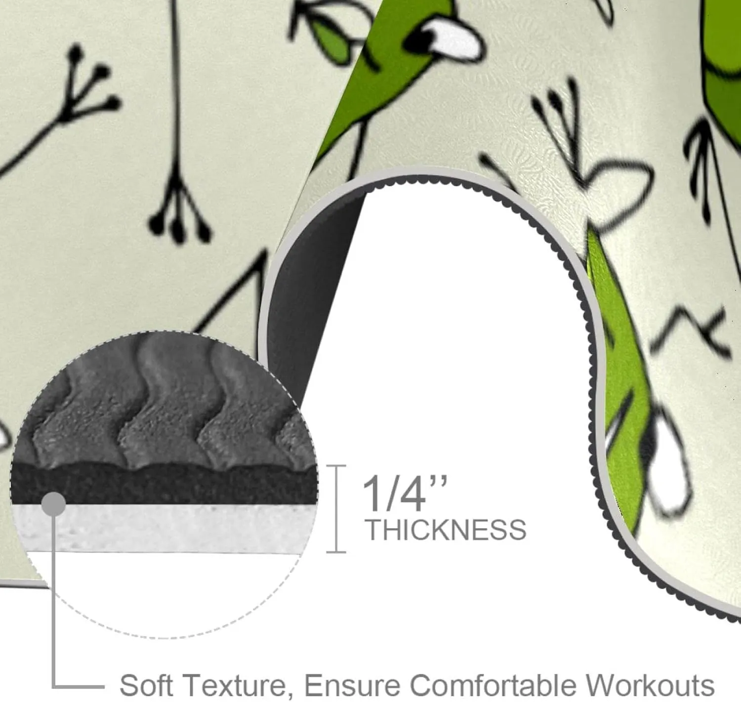 Frog Shadow on Leaf Yoga Mat Thick Workout Exercise Mat, Non Slip Pilates Fitness Mats, Eco Friendly, Anti-Tear 1/4" Thick Yoga Mats for Women Men