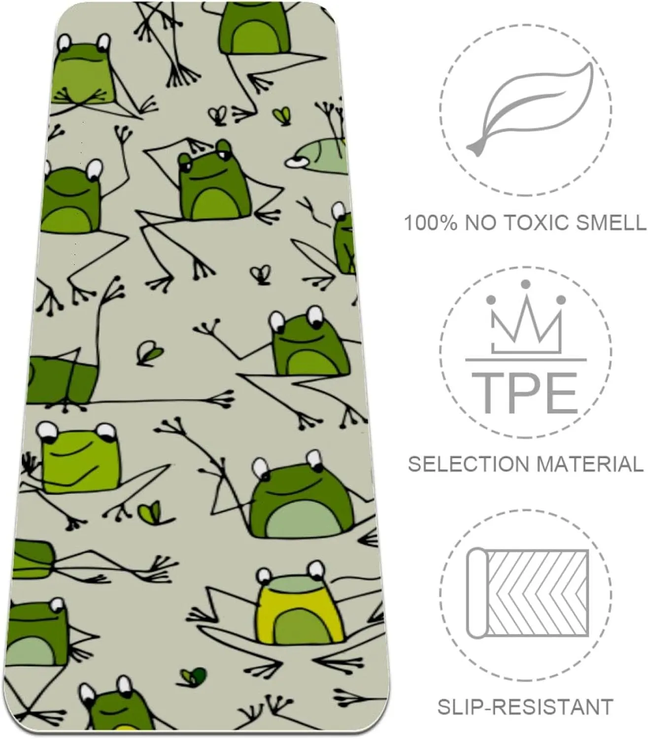 Frog Shadow on Leaf Yoga Mat Thick Workout Exercise Mat, Non Slip Pilates Fitness Mats, Eco Friendly, Anti-Tear 1/4" Thick Yoga Mats for Women Men
