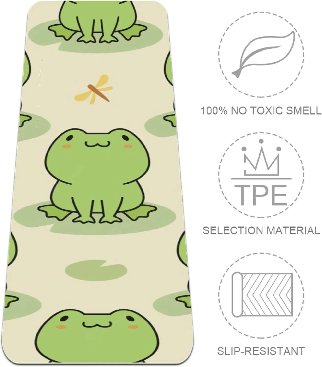 Frog Shadow on Leaf Yoga Mat Thick Workout Exercise Mat, Non Slip Pilates Fitness Mats, Eco Friendly, Anti-Tear 1/4" Thick Yoga Mats for Women Men