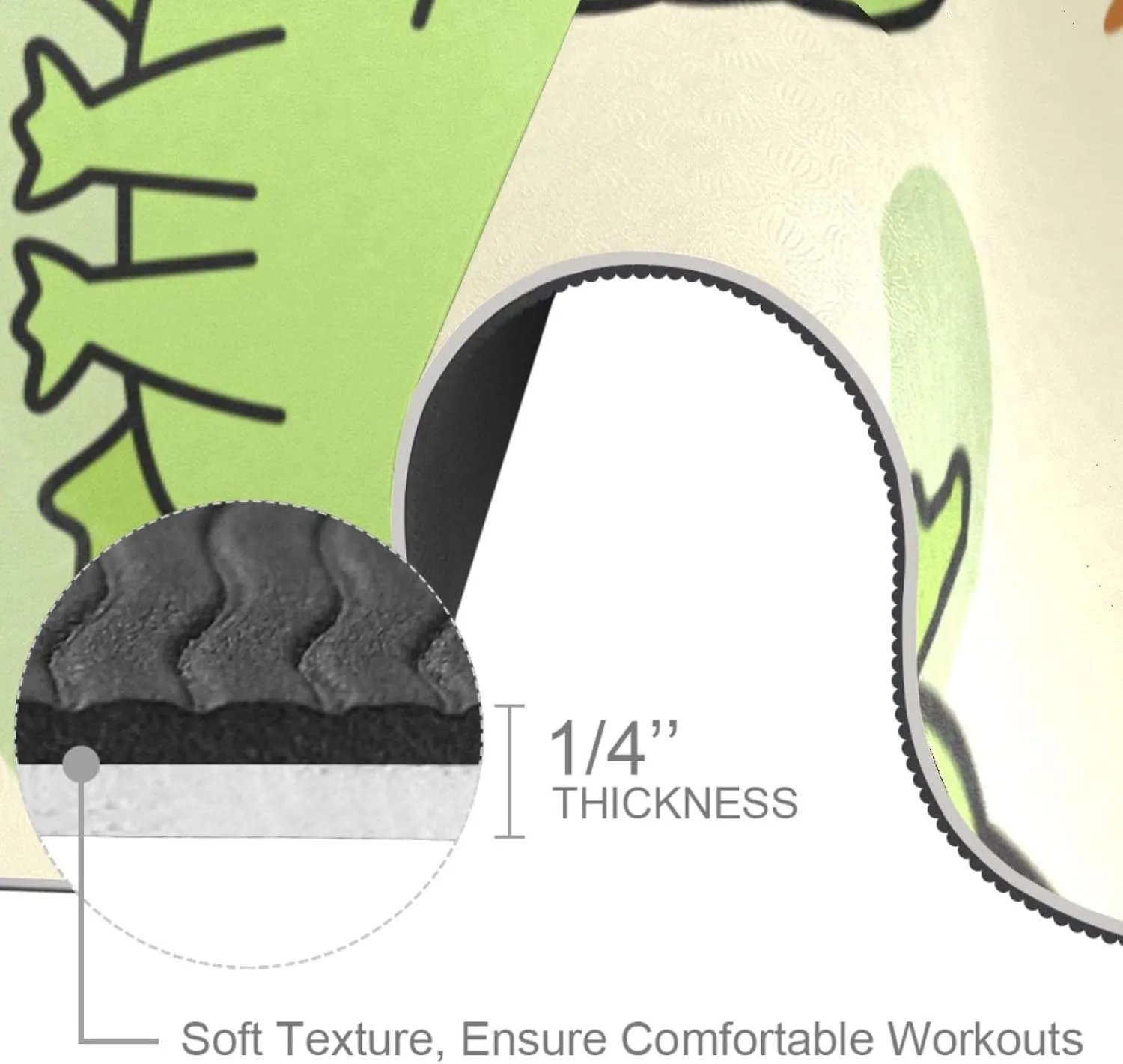 Frog Shadow on Leaf Yoga Mat Thick Workout Exercise Mat, Non Slip Pilates Fitness Mats, Eco Friendly, Anti-Tear 1/4" Thick Yoga Mats for Women Men