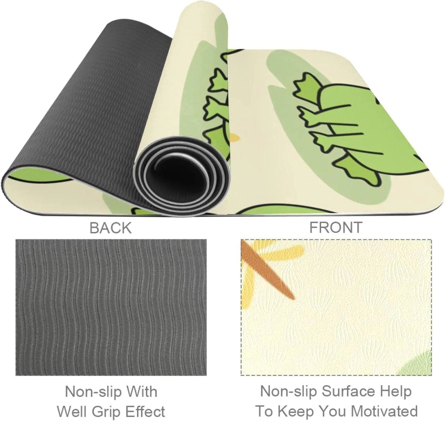Frog Shadow on Leaf Yoga Mat Thick Workout Exercise Mat, Non Slip Pilates Fitness Mats, Eco Friendly, Anti-Tear 1/4" Thick Yoga Mats for Women Men